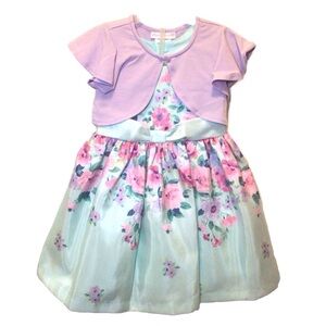 Bonnie Jean Toddler Girls Floral Printed Dress and Cardigan Set Size 3T